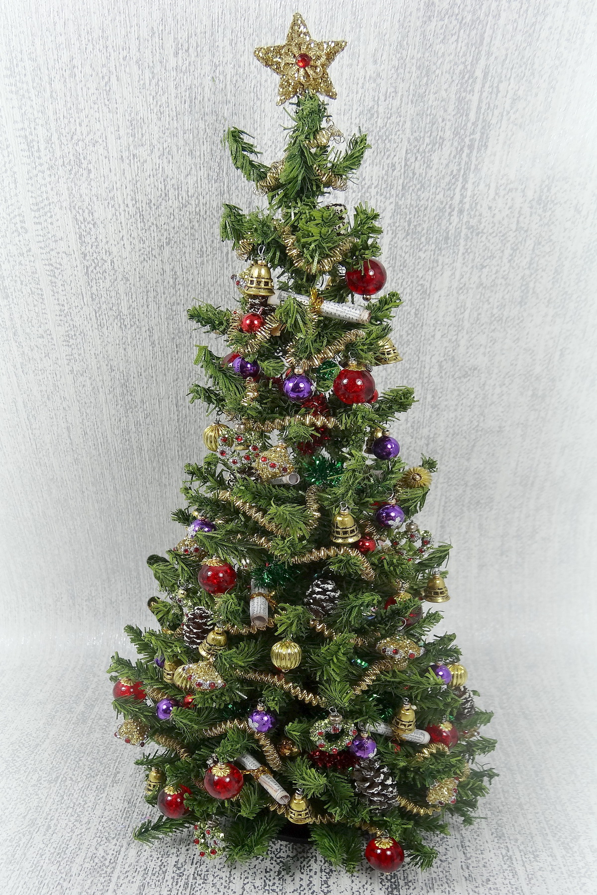 9" Luxury 12th Scale Dollshouse Christmas Carol Tree (image for) 9" Luxury 12th Scale Dollshouse Christmas Carol Tree